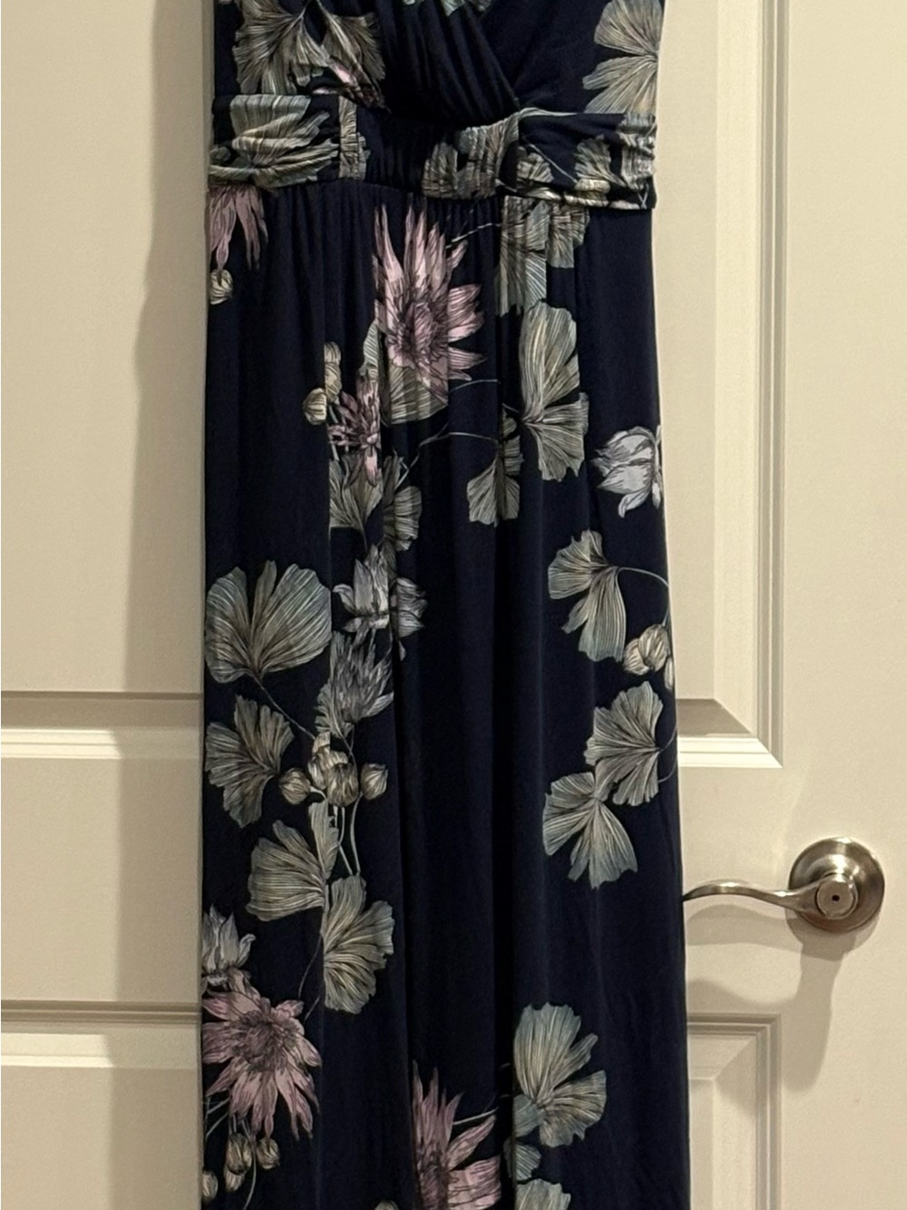 Soma Navy Floral Print Dress with Pink Accents, Pockets, size L